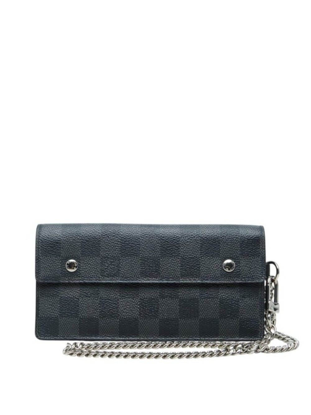 Louis Vuitton Damier Graphite Portefeuille Accordion Wallet Chain Black Leather